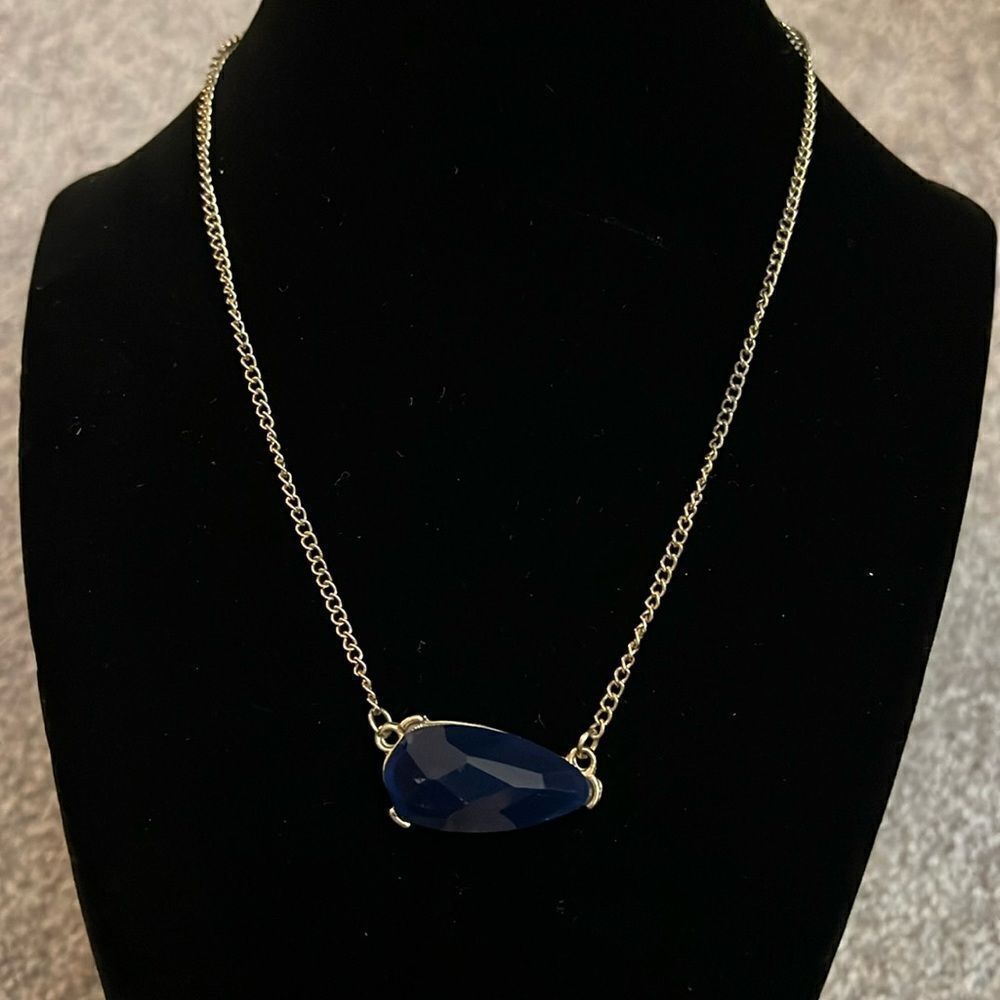 Blue and Gold statement pendant necklace